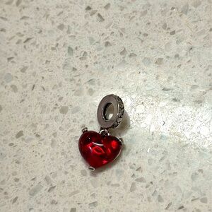 NEW Mickey + Minnie Mouse Heart-Shaped Red Pendant, OS